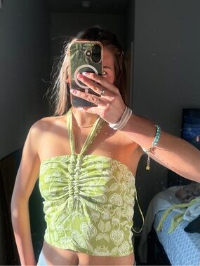 Rose & Olive Olive Green Smocked Waist Skirt